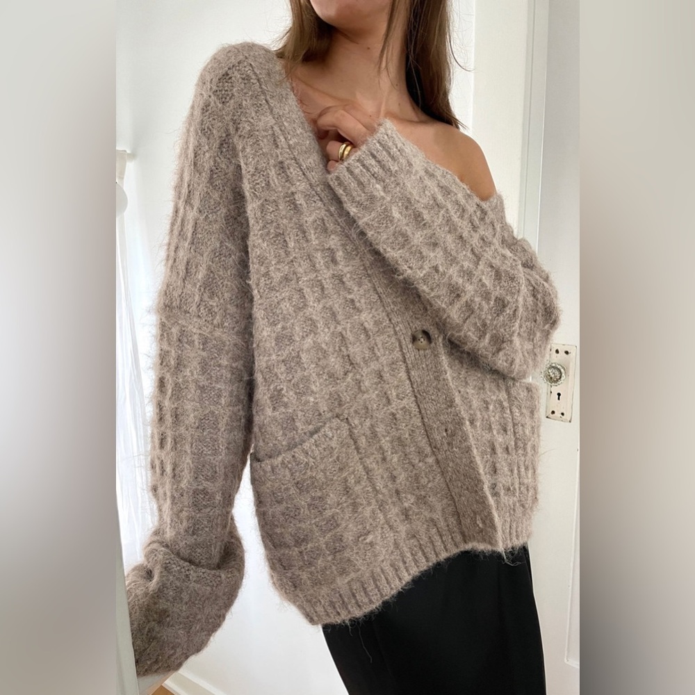 Oak + Fort Oversized Grid Cardigan S-M